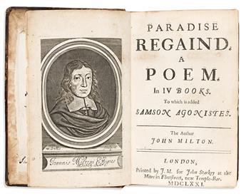 Milton, John (1608-1674) Paradise Regain'd. A Poem. In IV Books. To which is added Samson Agonistes.                                             